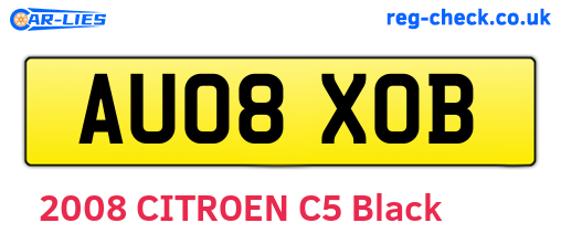 AU08XOB are the vehicle registration plates.