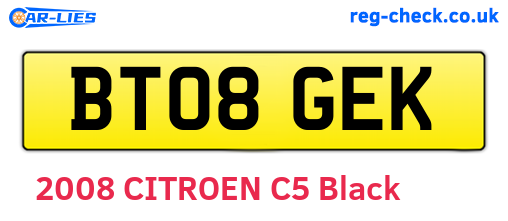 BT08GEK are the vehicle registration plates.