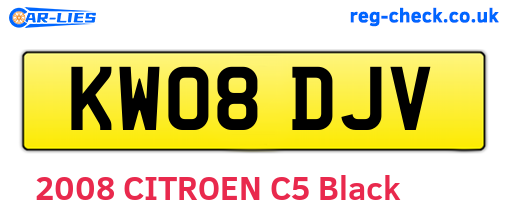 KW08DJV are the vehicle registration plates.