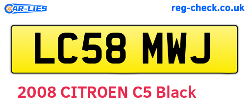 LC58MWJ are the vehicle registration plates.