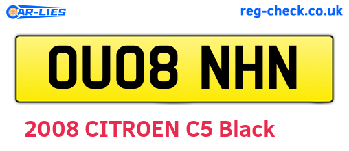 OU08NHN are the vehicle registration plates.