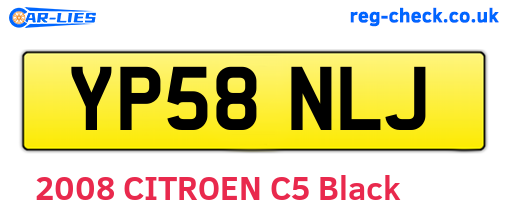 YP58NLJ are the vehicle registration plates.