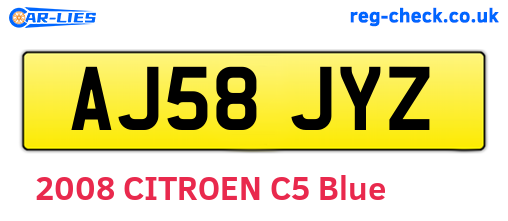 AJ58JYZ are the vehicle registration plates.