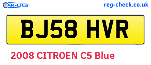 BJ58HVR are the vehicle registration plates.