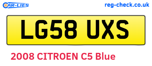 LG58UXS are the vehicle registration plates.