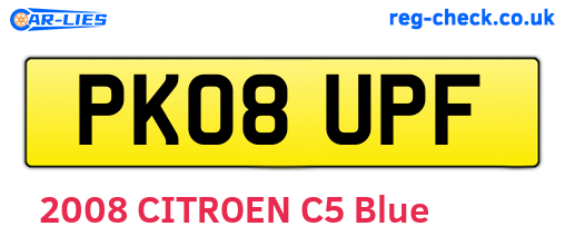 PK08UPF are the vehicle registration plates.