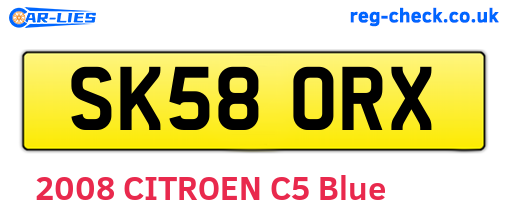 SK58ORX are the vehicle registration plates.