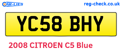 YC58BHY are the vehicle registration plates.