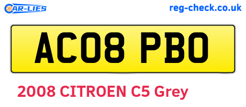 AC08PBO are the vehicle registration plates.
