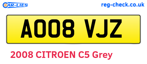 AO08VJZ are the vehicle registration plates.