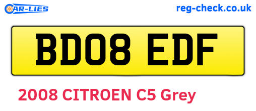 BD08EDF are the vehicle registration plates.