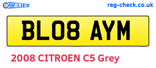 BL08AYM are the vehicle registration plates.