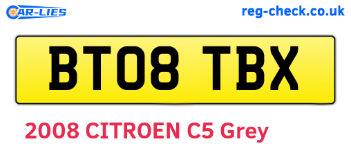 BT08TBX are the vehicle registration plates.
