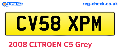 CV58XPM are the vehicle registration plates.