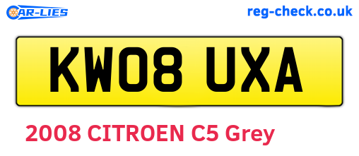 KW08UXA are the vehicle registration plates.