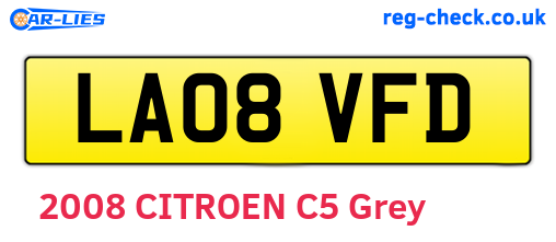 LA08VFD are the vehicle registration plates.