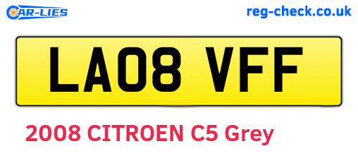 LA08VFF are the vehicle registration plates.