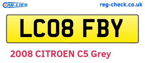 LC08FBY are the vehicle registration plates.