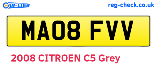 MA08FVV are the vehicle registration plates.