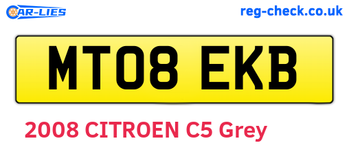 MT08EKB are the vehicle registration plates.