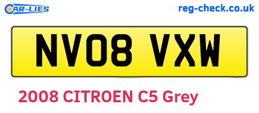 NV08VXW are the vehicle registration plates.