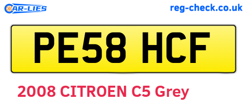 PE58HCF are the vehicle registration plates.