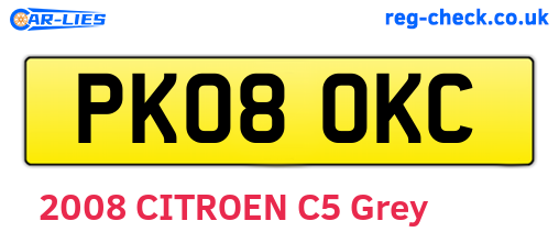 PK08OKC are the vehicle registration plates.