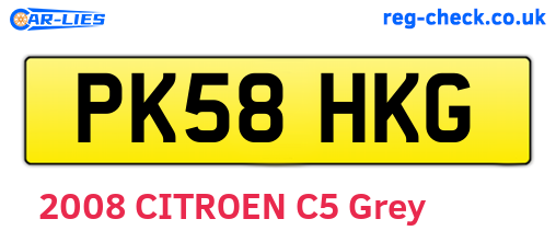 PK58HKG are the vehicle registration plates.