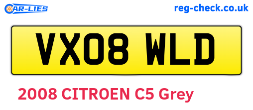 VX08WLD are the vehicle registration plates.