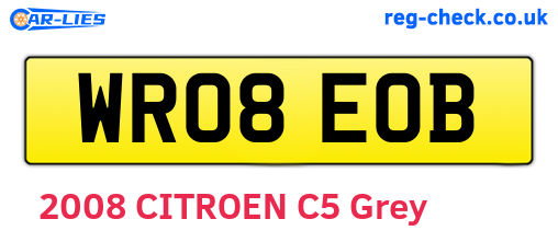 WR08EOB are the vehicle registration plates.