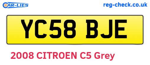 YC58BJE are the vehicle registration plates.