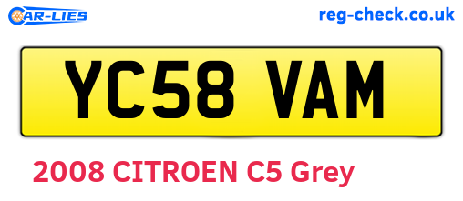 YC58VAM are the vehicle registration plates.