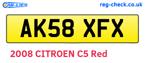 AK58XFX are the vehicle registration plates.