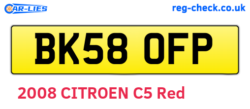 BK58OFP are the vehicle registration plates.