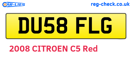 DU58FLG are the vehicle registration plates.