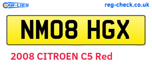 NM08HGX are the vehicle registration plates.