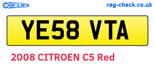 YE58VTA are the vehicle registration plates.