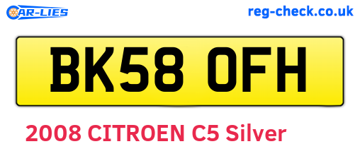 BK58OFH are the vehicle registration plates.