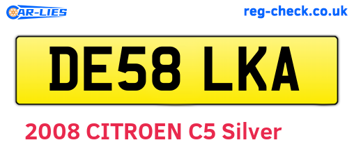 DE58LKA are the vehicle registration plates.