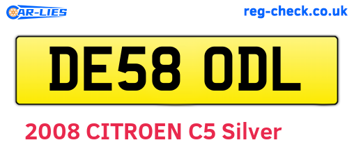 DE58ODL are the vehicle registration plates.