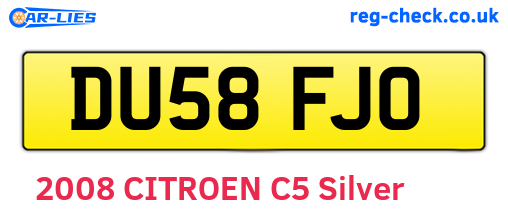 DU58FJO are the vehicle registration plates.