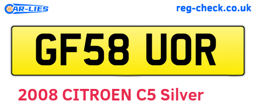 GF58UOR are the vehicle registration plates.