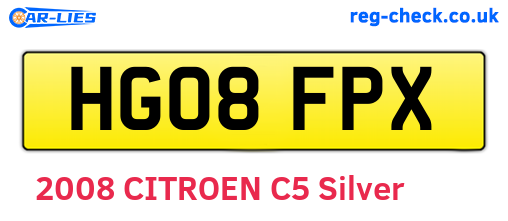 HG08FPX are the vehicle registration plates.