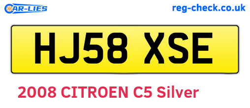 HJ58XSE are the vehicle registration plates.