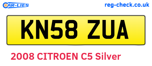 KN58ZUA are the vehicle registration plates.