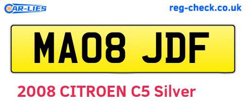 MA08JDF are the vehicle registration plates.