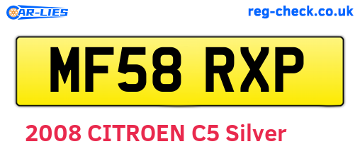 MF58RXP are the vehicle registration plates.