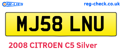 MJ58LNU are the vehicle registration plates.