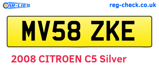 MV58ZKE are the vehicle registration plates.