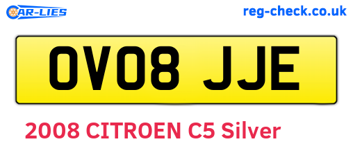 OV08JJE are the vehicle registration plates.